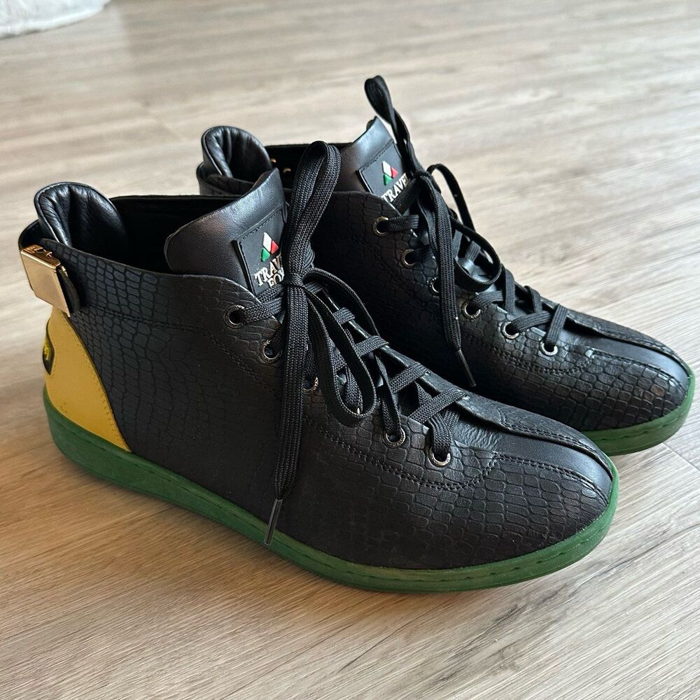 Travel Fox Riddim Driven RD Rasta Malibu Black Leather Shoes Sneakers Size 43